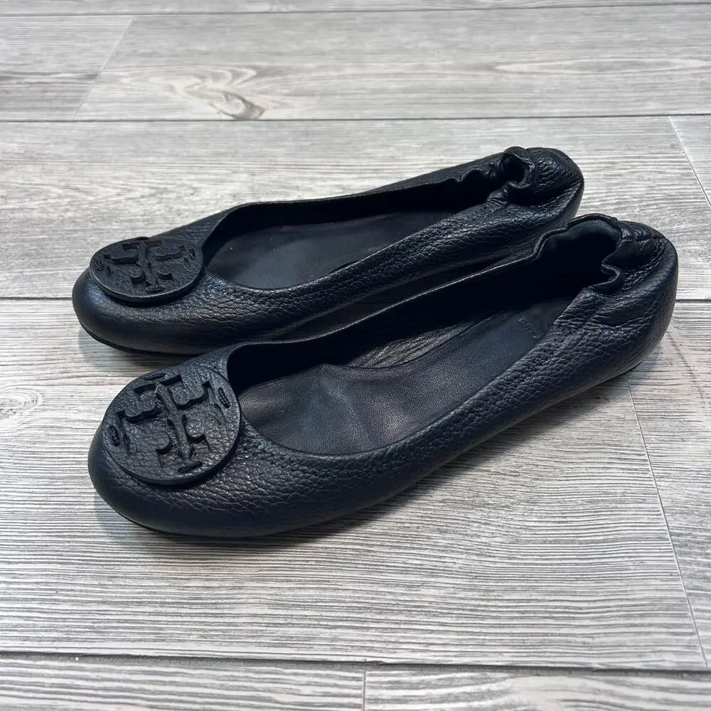 Tory Burch Leather Ballet Flats Black 7.5 EUC